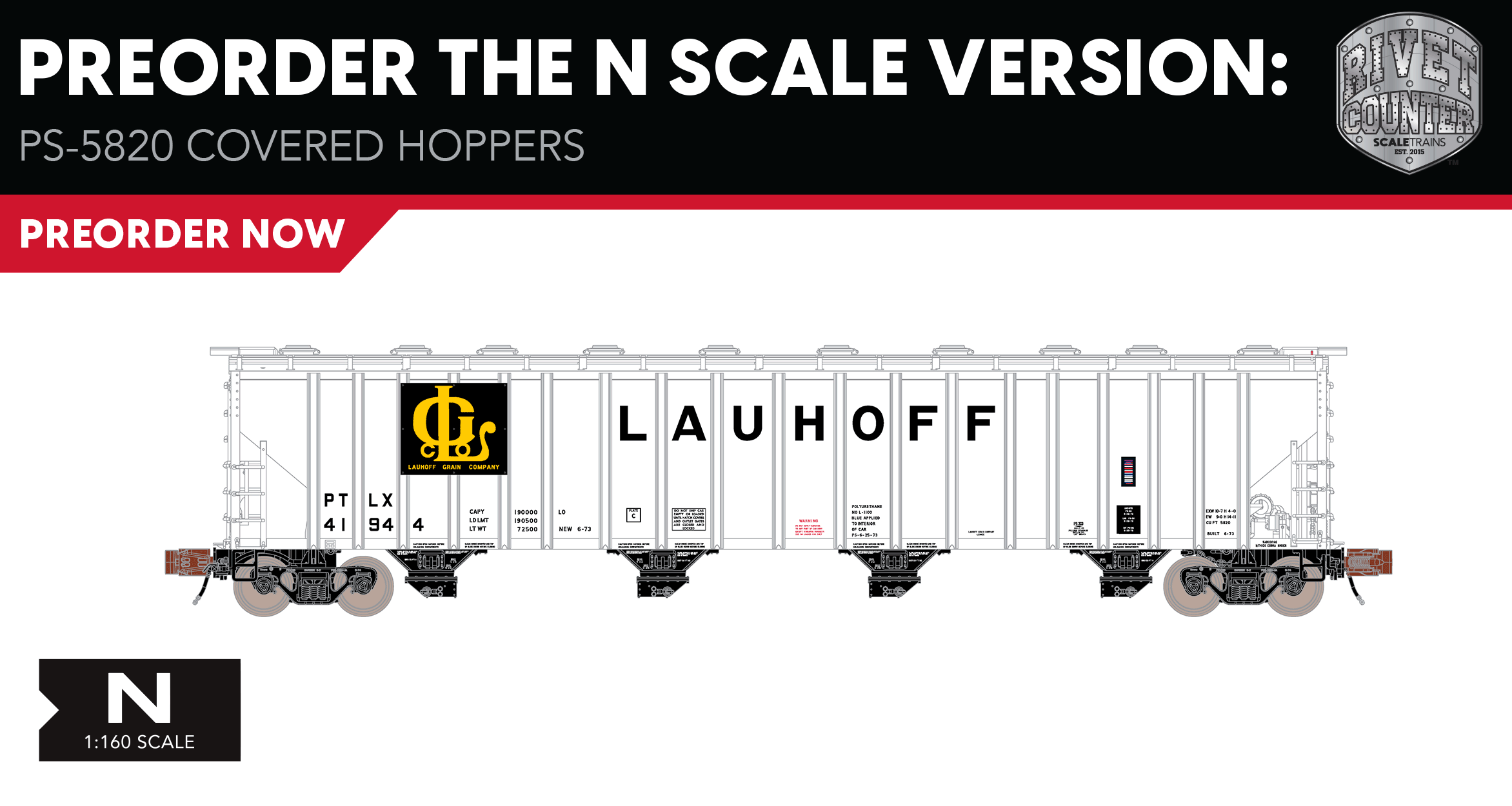 Preorder the AllNew Rivet Counter N Scale PullmanStandard 5820cf Covered Hopper at