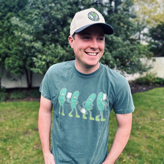 Frankie wearing a Barstool Pickleball t-shirt