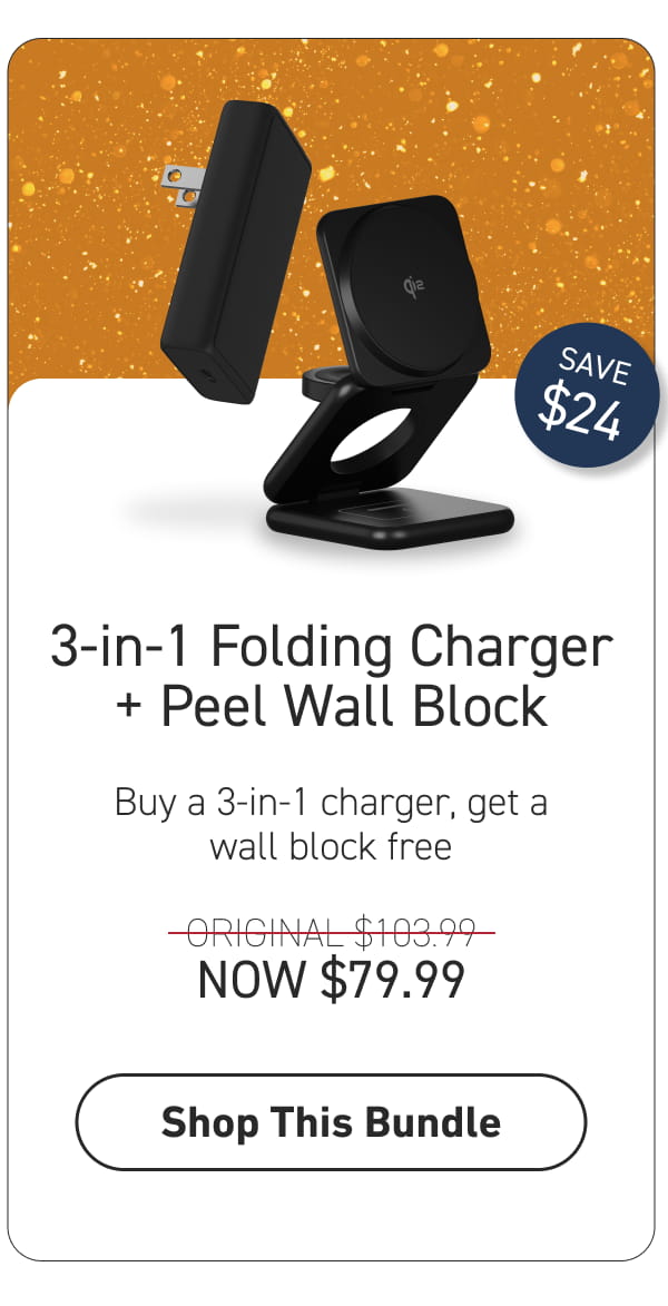 3-in-1 Folding Charger + Peel Wall Block