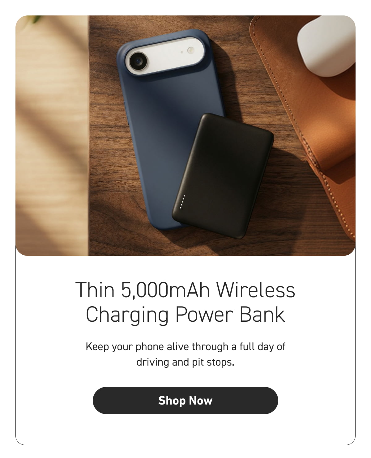 Thin 5,000mAh Wireless Power Bank
