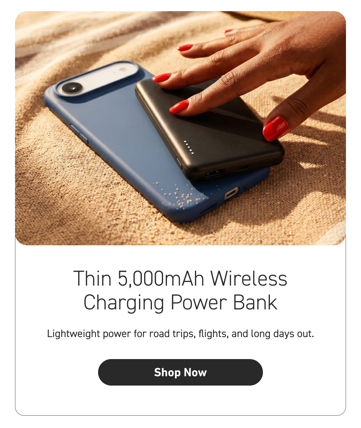 Thin 5,000mAh Wireless Charging Power Bank