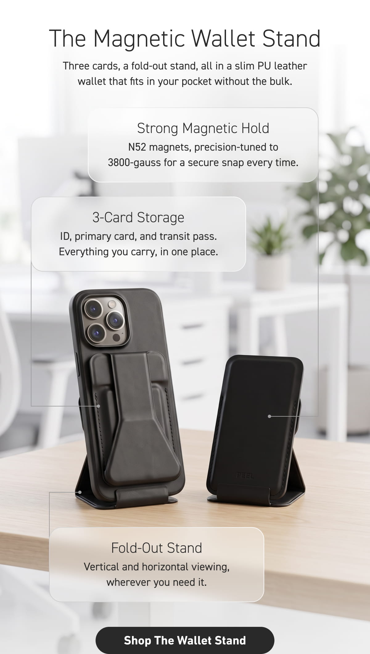 The Magnetic Wallet Stand [Click here to Shop The Wallet Stand]