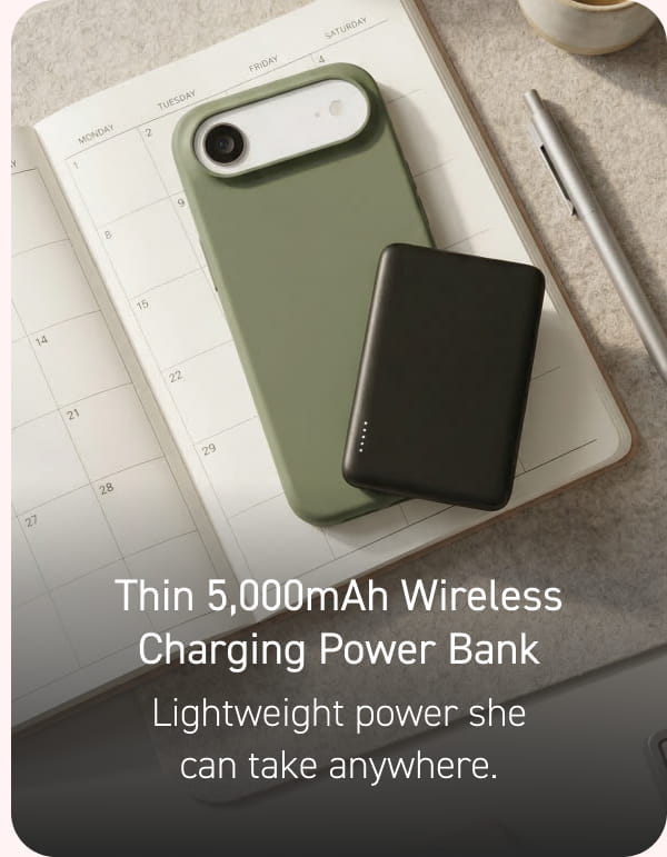 Thin 5,000mAh Wireless Charging Power Bank