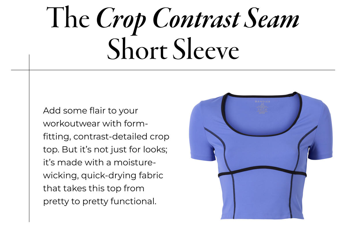 Crop Contrast Seam Short Sleeve