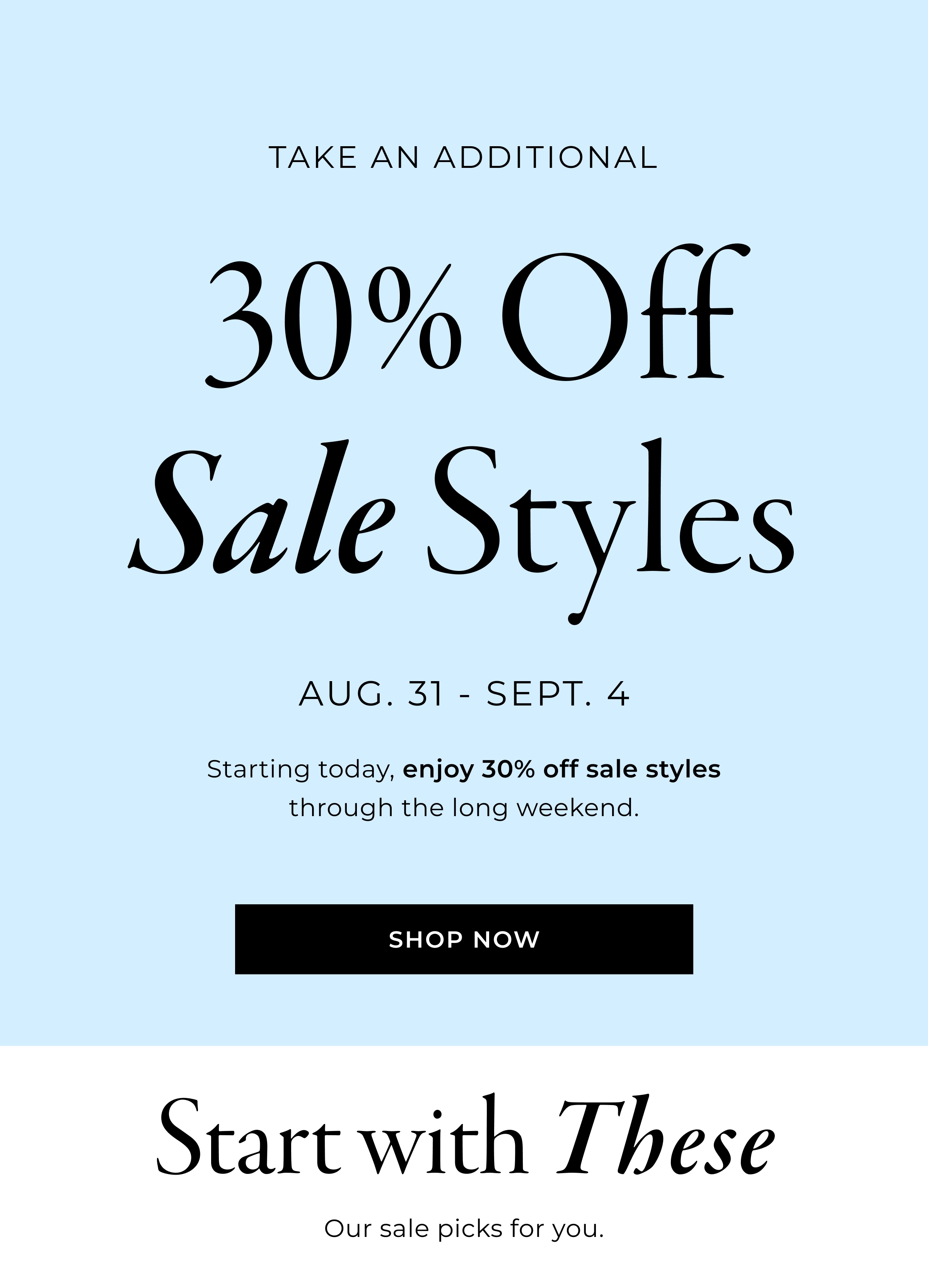 30% Off Sale Styles