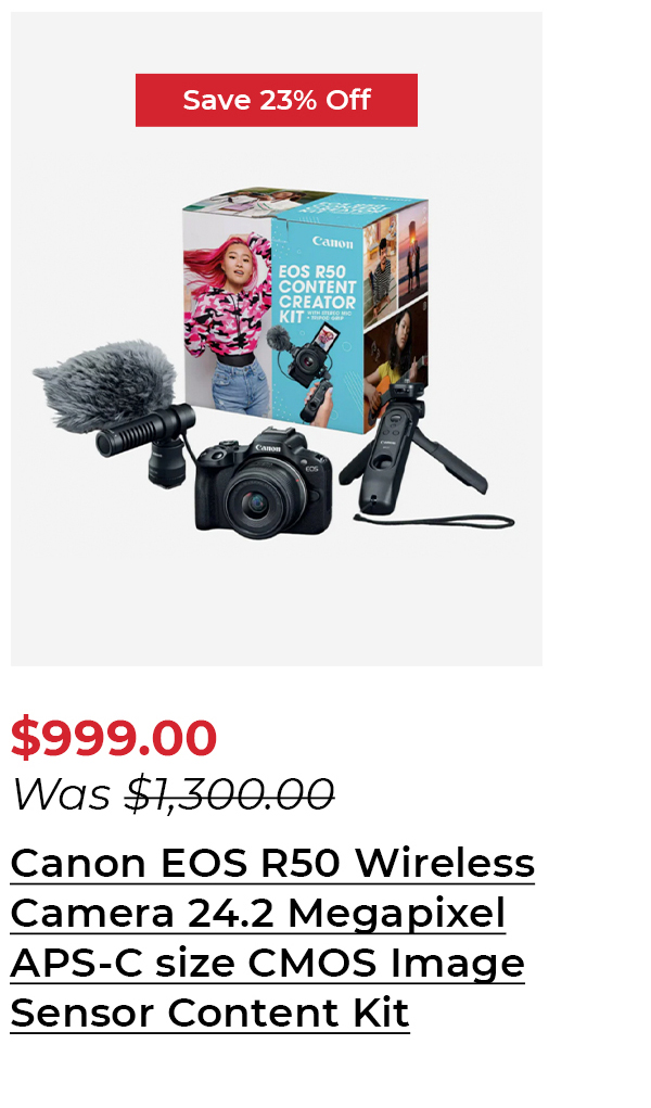 Canon EOS R50 Wireless Camera 24.2 Megapixel APS-C size CMOS Image Sensor Content Creator Kit