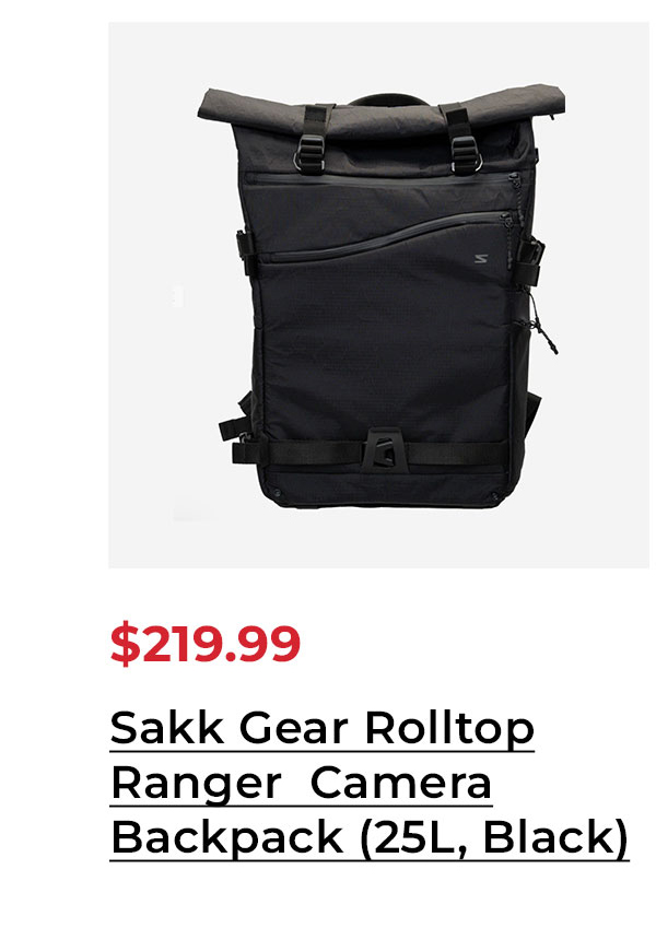 Sakk Gear Rolltop Ranger Water-resistant Camera Backpack (25L, Black)