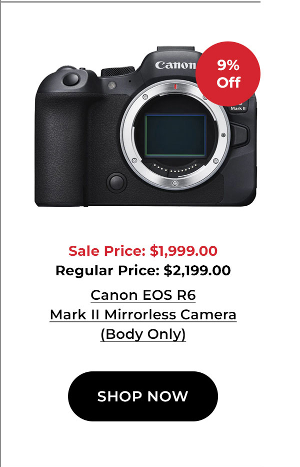 9% off Canon EOS R6 Mark II Mirrorless Camera (Body Only)