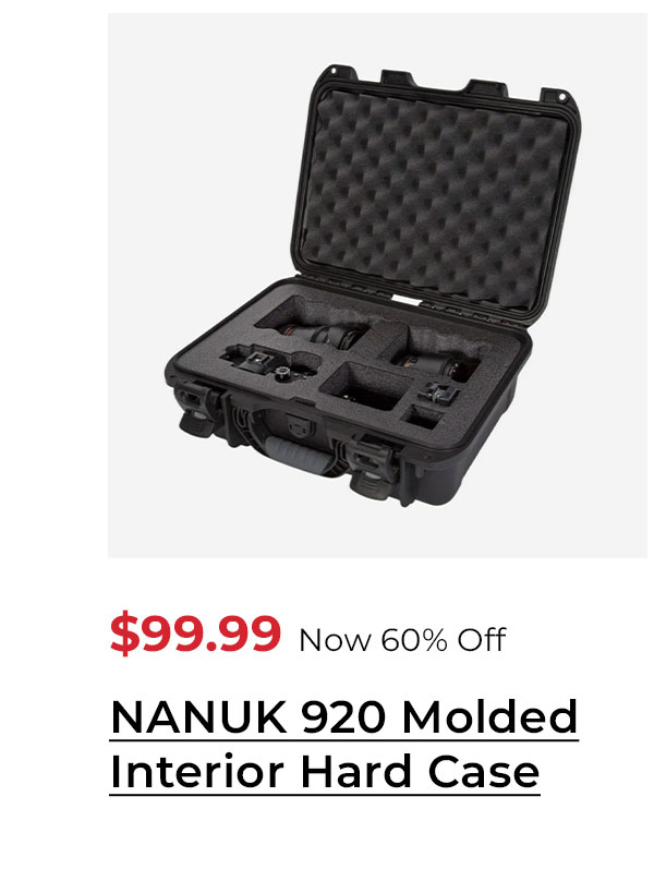 NANUK 920 Molded Interior Hard Case with Foam Insert and Lid Organizer for Sony A7R Camera (Black)
