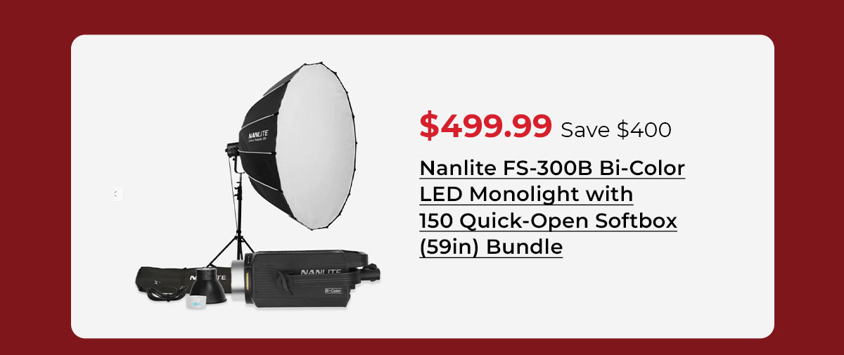 Nanlite FS-300B Bi-Color LED Monolight with 150 Quick-Open Softbox (59in) Bundle