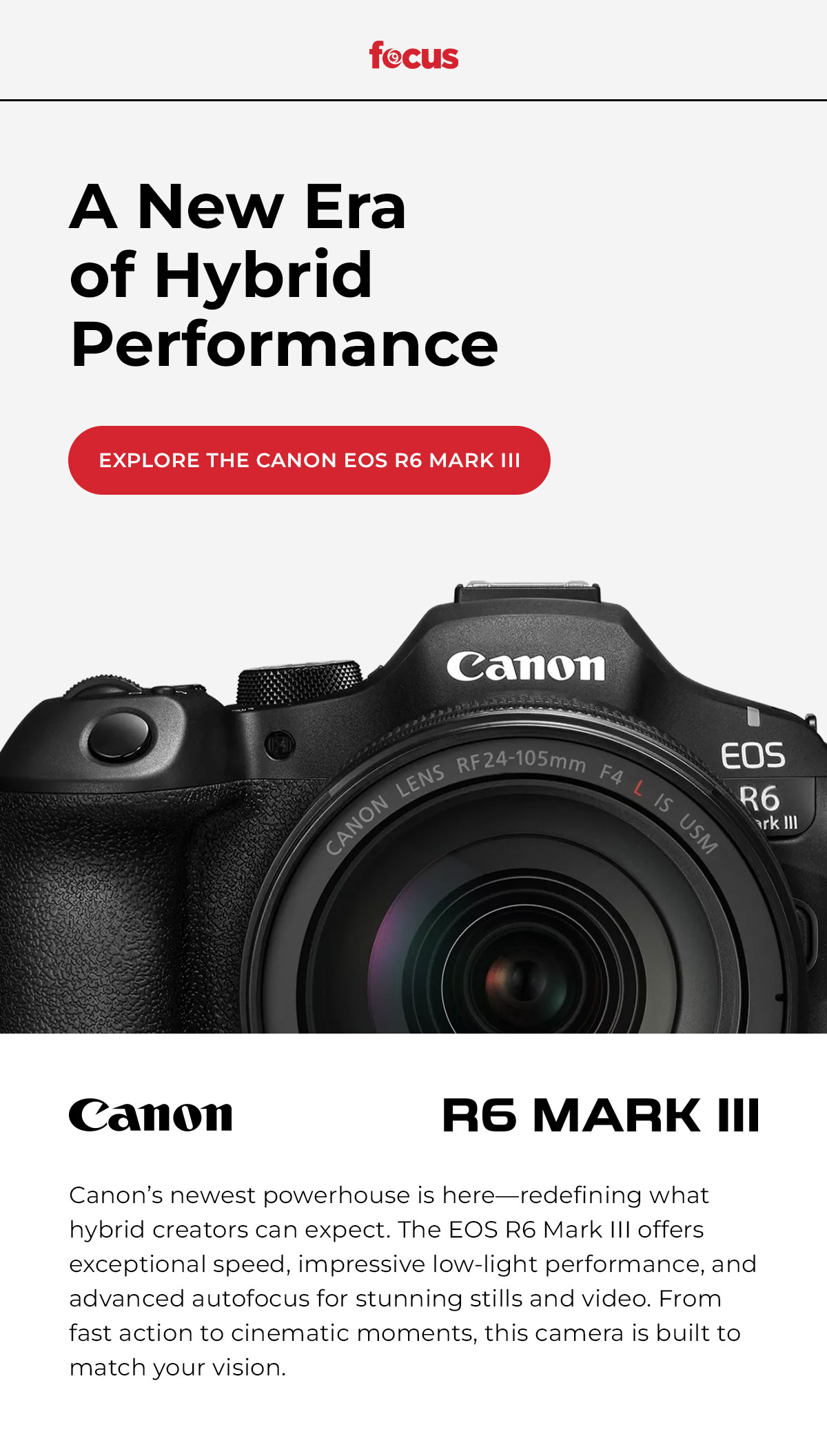 new era of hybrid performance Canon EOS R6 Mark III