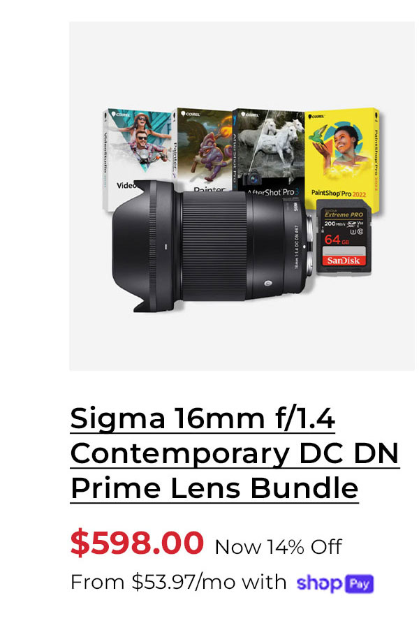 Sigma 16mm f/1.4 Contemporary DC DN Prime Lens (Sony E) Bundle