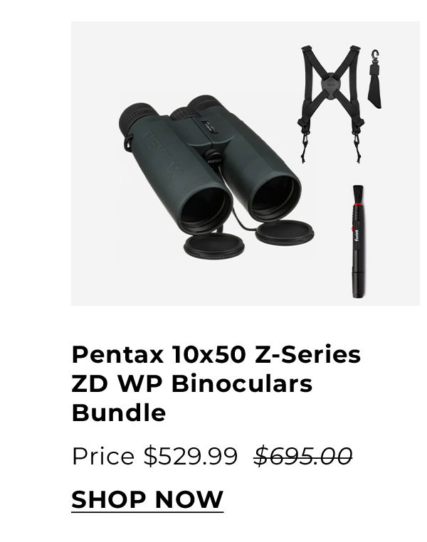 Pentax 10x50 Z-Series ZD WP Binoculars with Harness and Lens Cleaning Pen