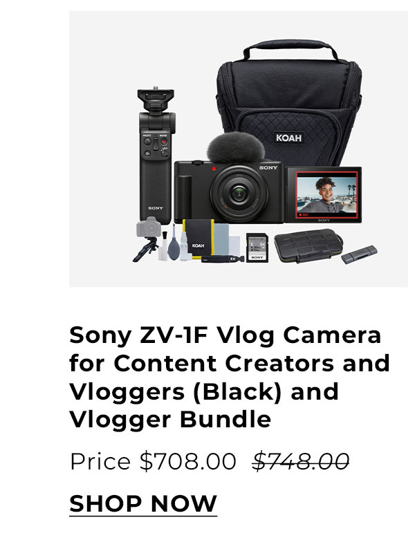 Sony ZV-1F Vlog Camera for Content Creators and Vloggers (Black) and Vlogger Accessory Kit Bundle