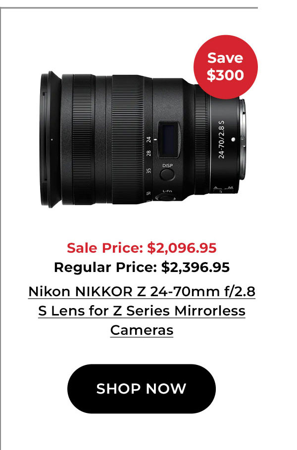 Nikon NIKKOR Z 24-70mm f/2.8 S Lens for Z Series Mirrorless Cameras