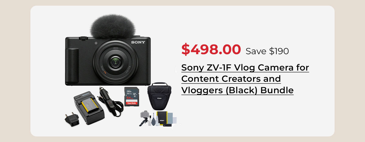 Sony ZV-1F Vlog Camera for Content Creators and Vloggers (Black) Bundle