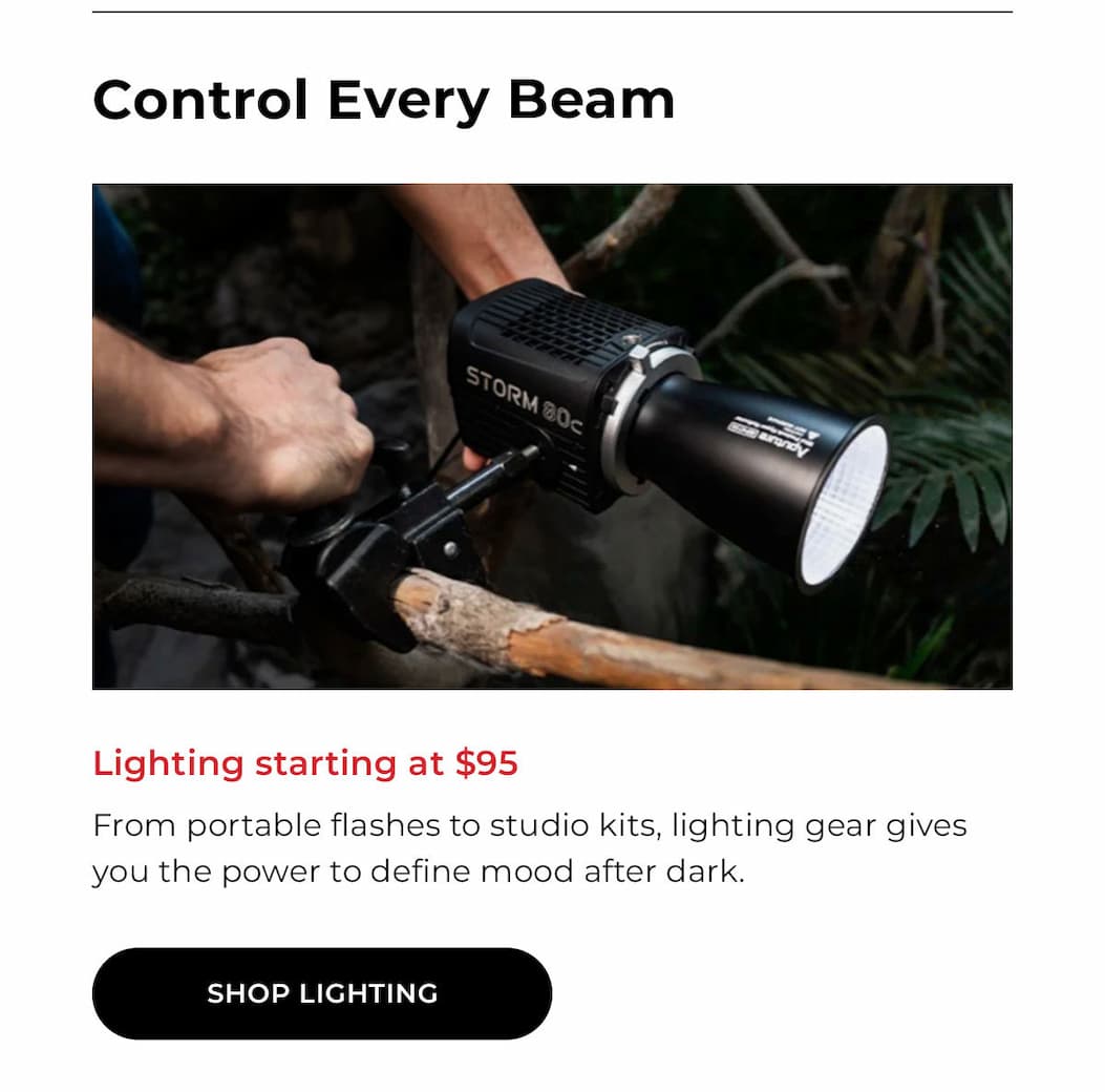 control every beam: shop lighting