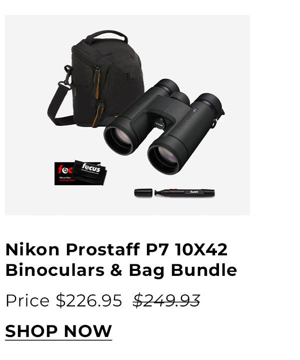 Nikon Prostaff P7 10X42 Binoculars and DSLR and Mirrorless Camera Shoulder Bag (Black) Bundle
