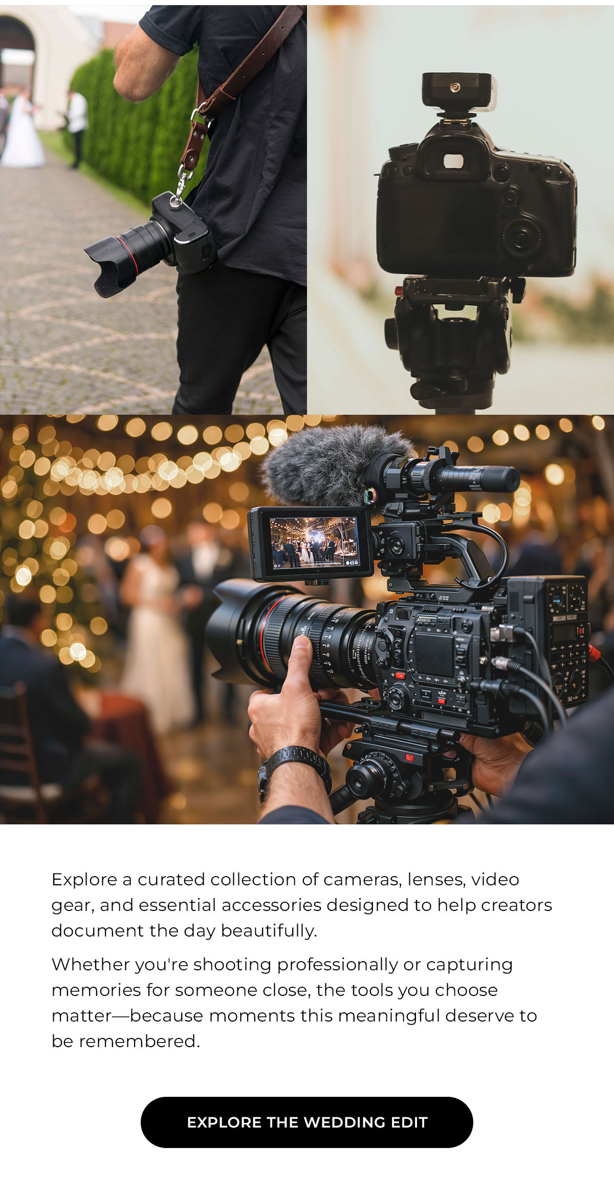 image grid of wedding photography gear