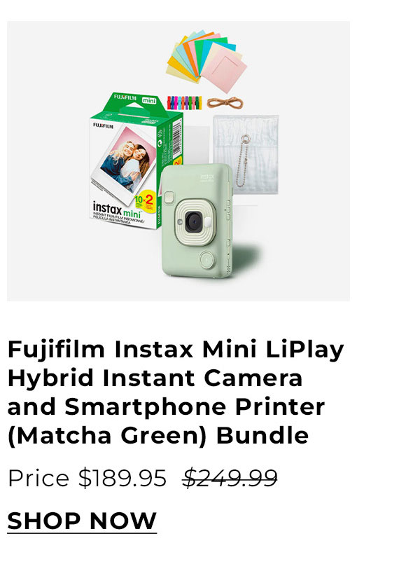 Fujifilm Instax Mini LiPlay Hybrid Instant Camera and Smartphone Printer (Matcha Green) Bundle