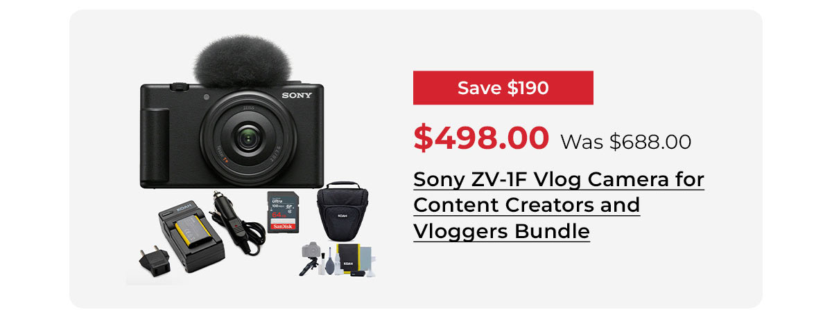 Sony ZV-1F Vlog Camera for Content Creators and Vloggers (Black) Bundle