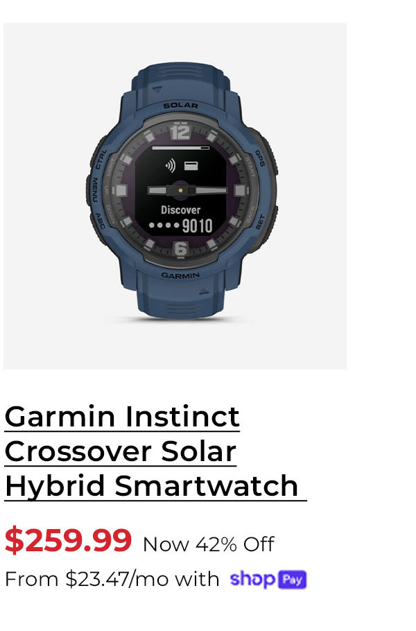 Garmin Instinct Crossover Solar Standard Edition Hybrid Smartwatch (Tidal Blue)