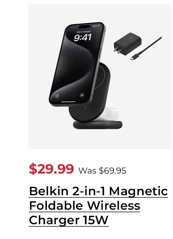 Belkin 2-in-1 Magnetic Foldable Wireless Charger 15W for IPhone (Black)