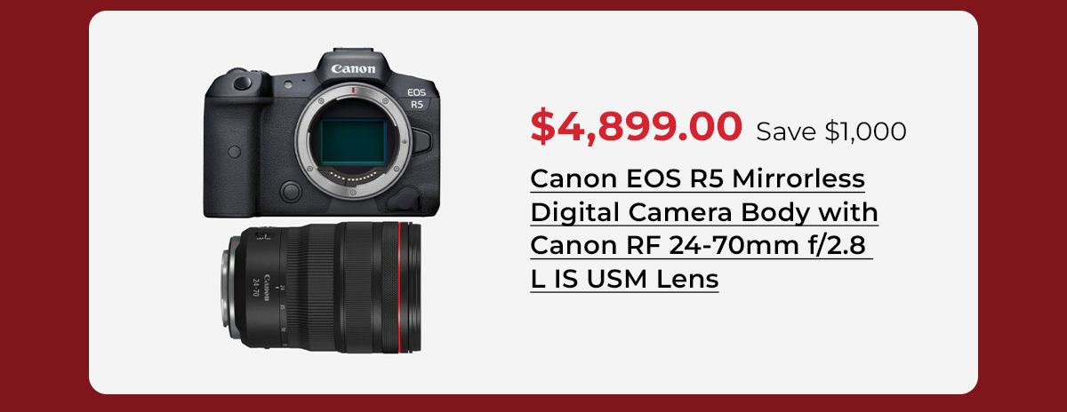 Canon EOS R5 Mirrorless Digital Camera Body with Canon RF 24-70mm f/2.8 L IS USM Lens