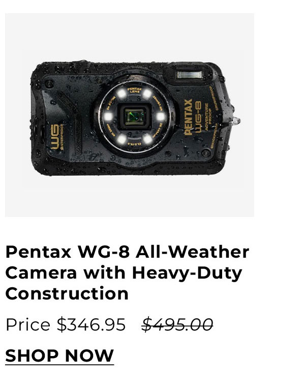 Pentax WG-8 All-Weather Camera with Heavy-Duty Construction and 5x Optical Zoom Lens (Black)