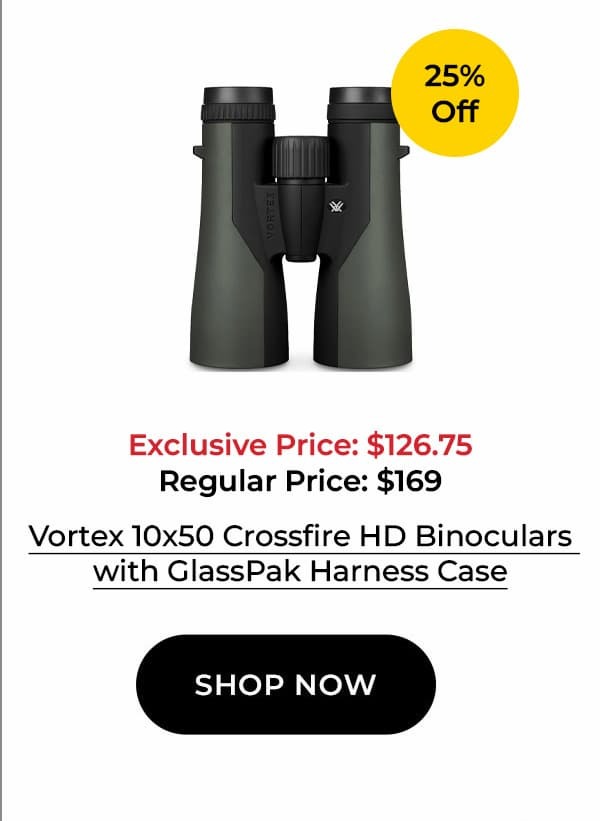 Vortex 10x50 Crossfire HD Roof Prism Binoculars with GlassPak Harness Case
