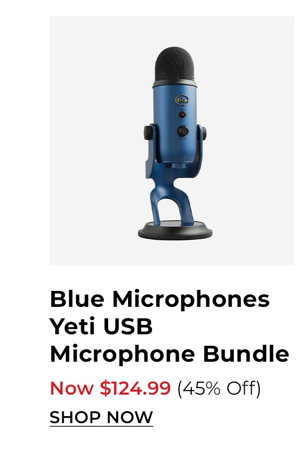 Blue Microphones Yeti USB Microphone Bundle with Headphones and Pop Filter