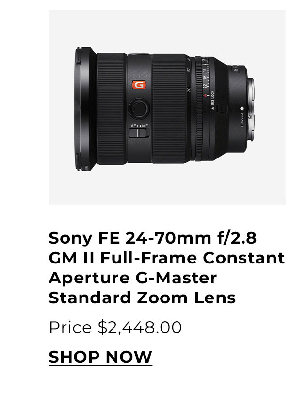 Sony SEL2470GM2 FE 24-70mm f/2.8 GM II Full-Frame Constant-Aperture G-Master Standard Zoom Lens