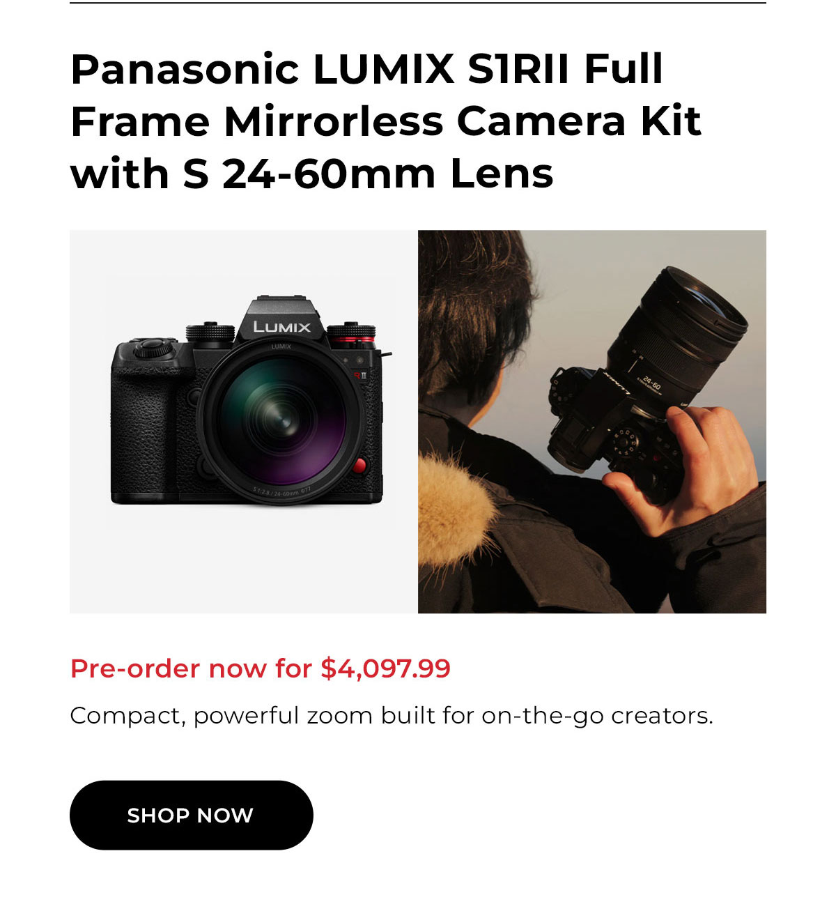 Panasonic LUMIX S1RII Full Frame Mirrorless Camera Kit with S 24-60mm Lens