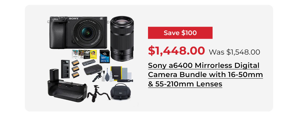 Sony a6400 Mirrorless Digital Camera Bundle with 16-50mm and 55-210mm Lenses