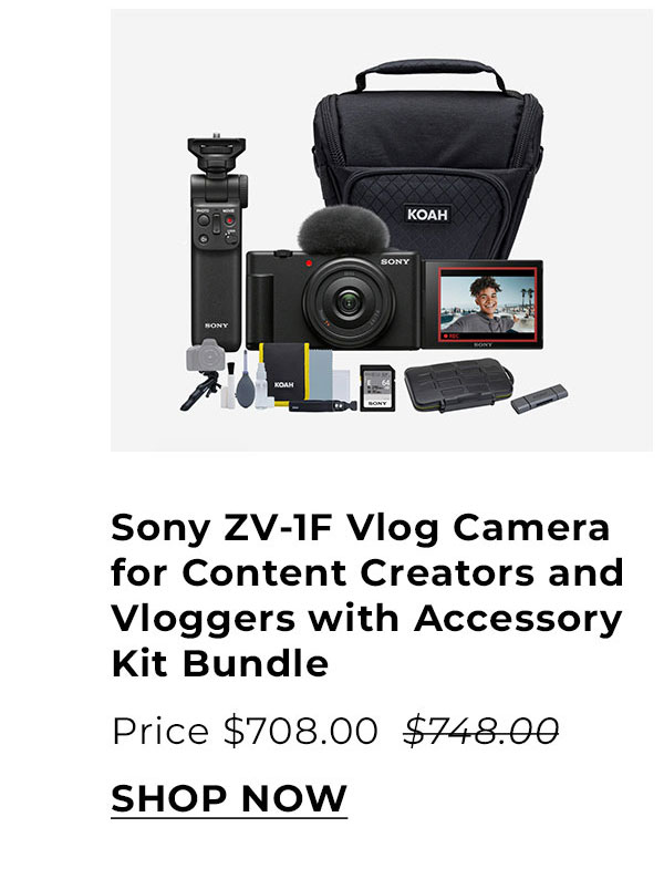 ZV1FB-ACCVC1-K1 Sony ZV-1F Vlog Camera for Content Creators and Vloggers (Black) and Vlogger Accessory Kit Bundle