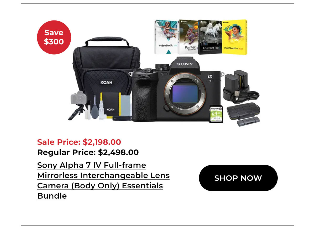 Save $300 Sony Alpha 7 IV Full-frame Mirrorless Interchangeable Lens Camera (Body Only) Essentials Bundle