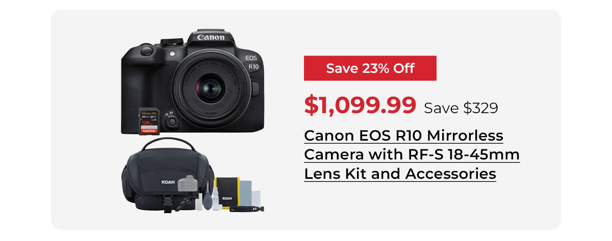 Canon EOS R10 Mirrorless Camera with RF-S 18-45mm Lens Kit and Accessories