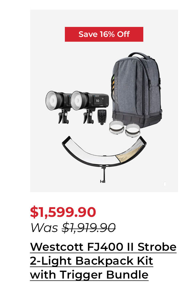 Westcott FJ400 II Strobe 2-Light Backpack Kit with FJ-X3 M Wireless Trigger and 5500K Consistency