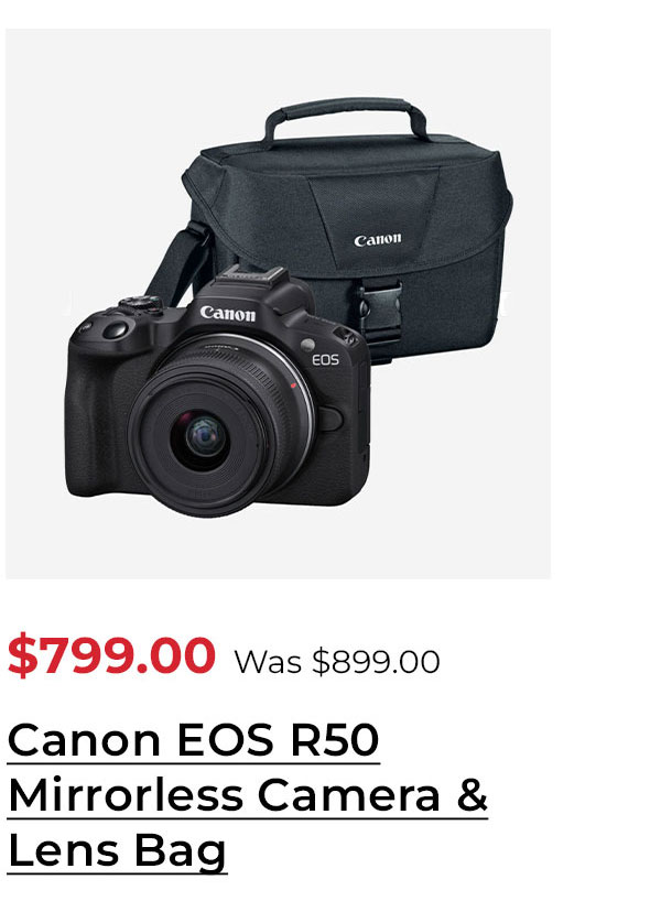 Canon EOS R50 Mirrorless Camera w/18-45mm Lens +Eos 200ES Shoulder Bag (Black)
