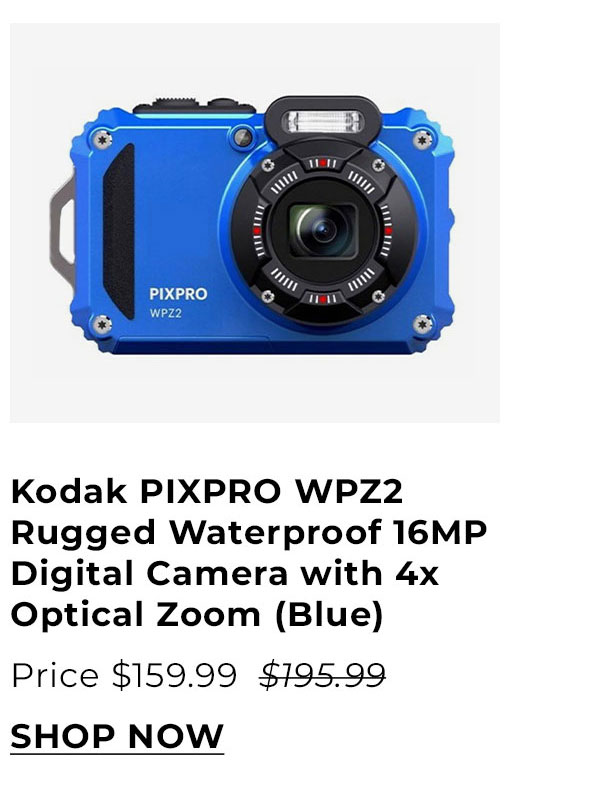 Kodak PIXPRO WPZ2 Rugged Waterproof 16MP Digital Camera with 4x Optical Zoom (Blue)