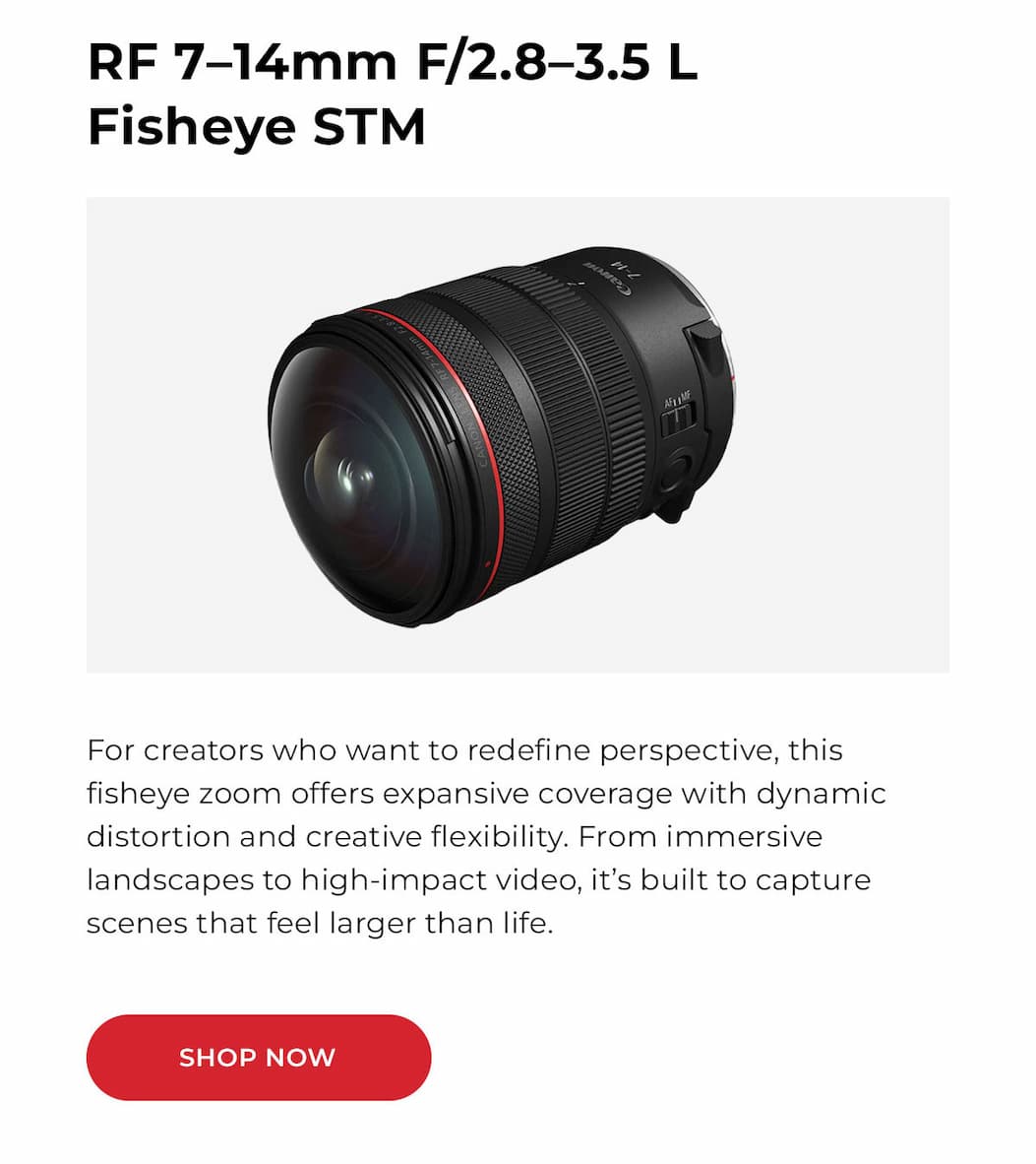 Canon RF 7-14mm f/2.8-3.5 L Fisheye Lens