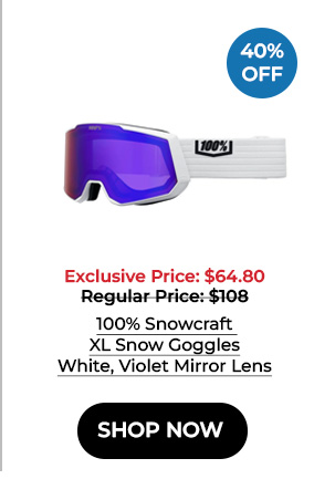 100 Percent Snowcraft XL Snow Goggles (White, Violet Mirror Lens)