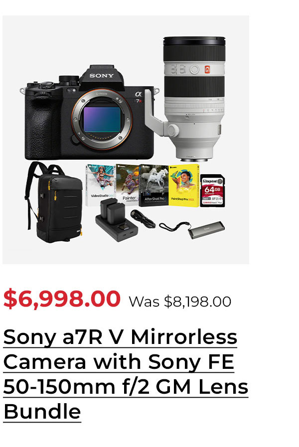 Sony a7R V Mirrorless Camera with Sony FE 50-150mm f/2 GM Lens Bundle