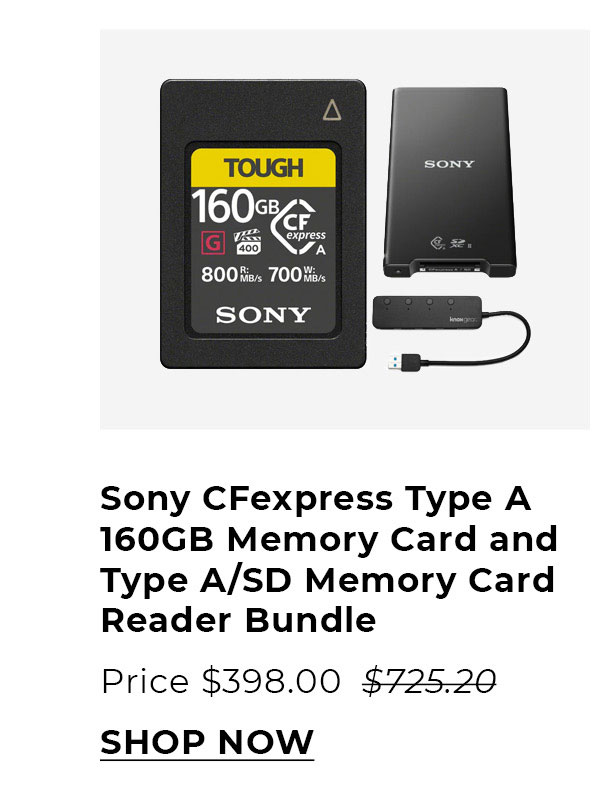 Sony CFexpress Type A 160GB Memory Card MRWG2 CFexpress Type A/SD Memory Card Reader 4 Port Bundle