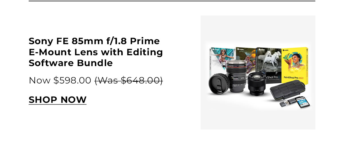 Sony FE 85mm f/1.8 Prime E-Mount Lens with Editing Software, 64GB SD Card Bundle