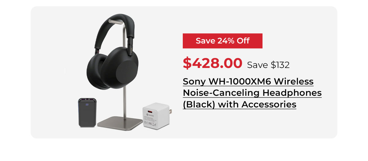 Sony WH-1000XM6 Wireless Noise-Canceling Headphones (Black) with Accessories