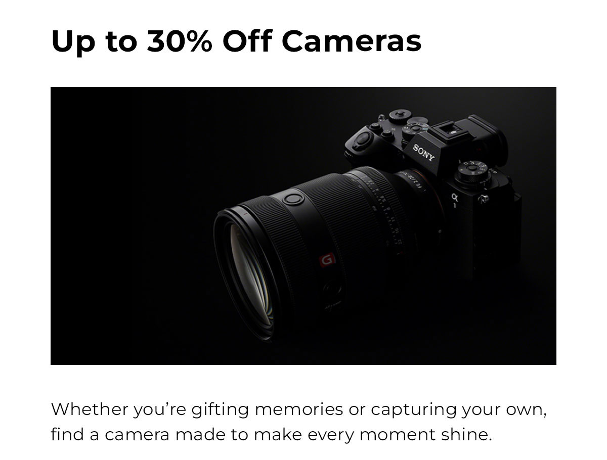 up to 30% off cameras
