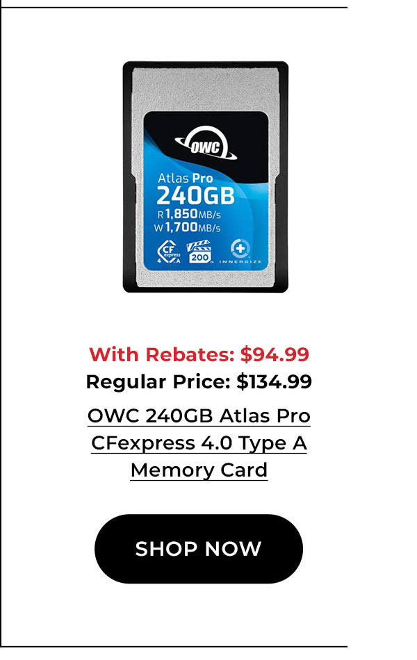 OWC 240GB Atlas Pro CFexpress 4.0 Type A Memory Card