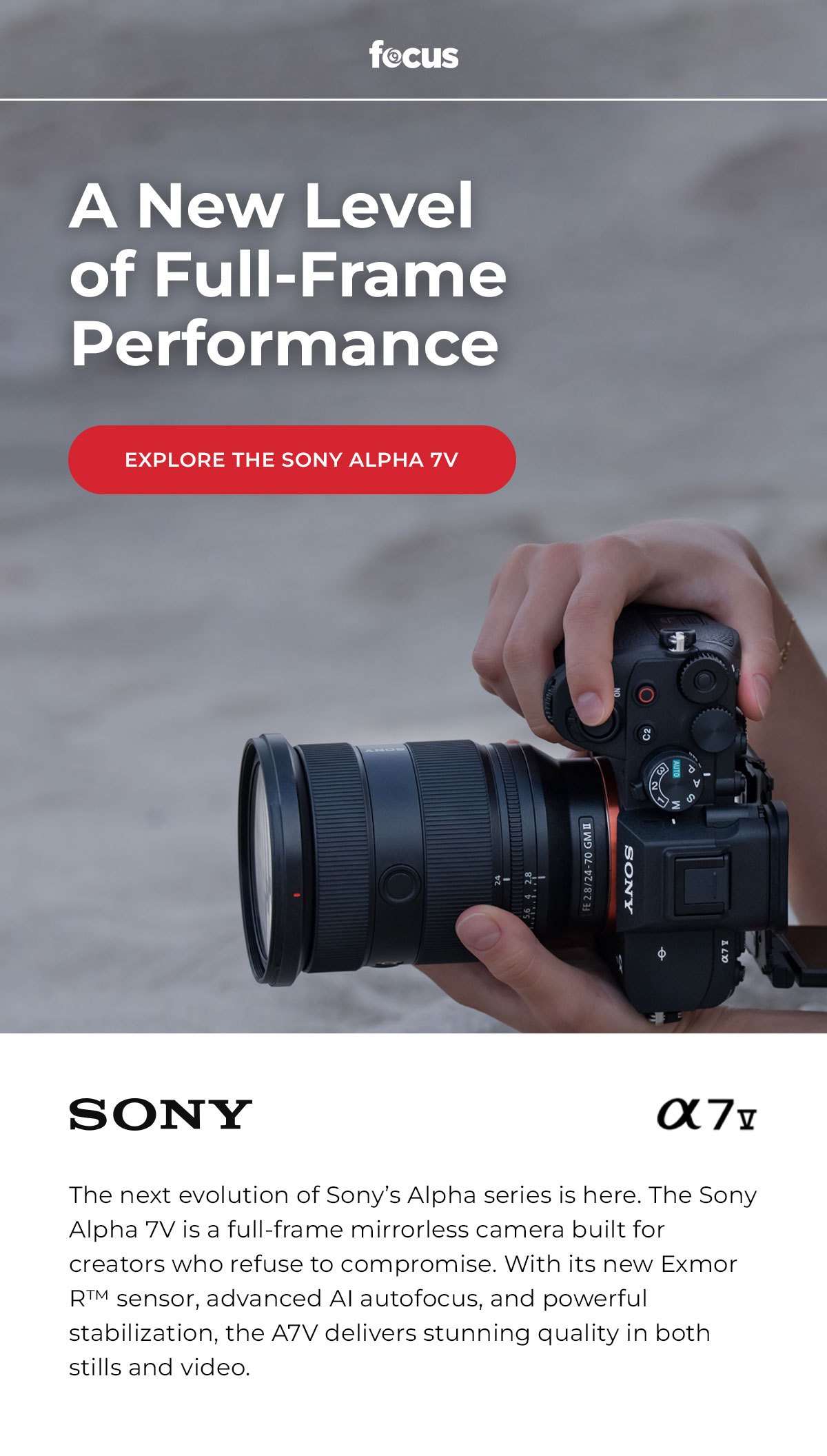 A new Level of Full Frame Performance explore the Sony A7V