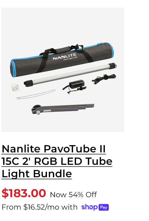 Nanlite PavoTube II 15C 2' RGB LED Tube Light with Battery and AC Power Bundle
